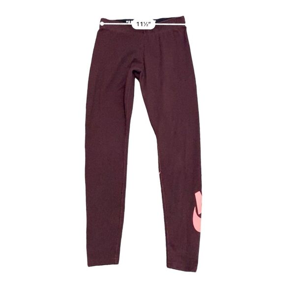 Nike Size Small Swoosh Maroon & Pink Compression Leggings - Picture 6 of 11
